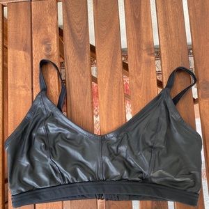F21 Plus Faux Leather Bikini Top, Black